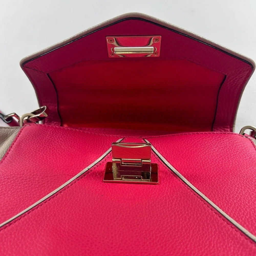 Kate Spade Wesley Place Small Laurel Satchel Colorblock Pink Cream Leather Bag